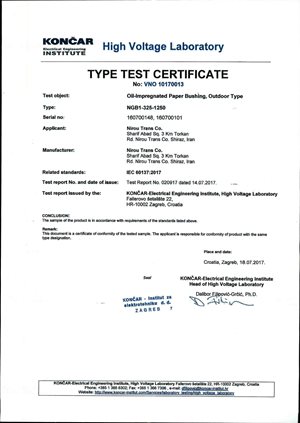 Type Test Certificate- NGB1-325-1250