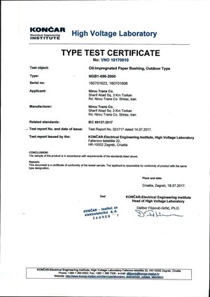 Type Test Certificate- NGB1-650-2000